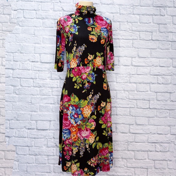 Anthropologie floral soft turtleneck dress, S. - Picture 4 of 12